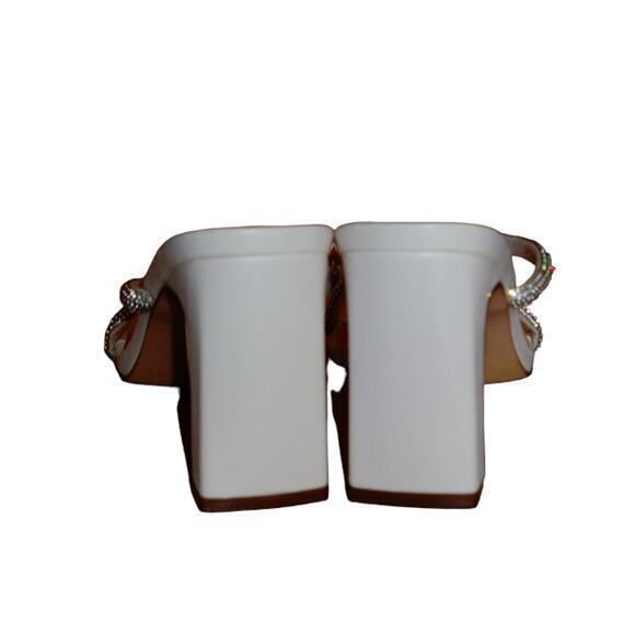 XOXO Folee Dress Sandals Off White Sparkly‎ Block Heel Open Toe Womens Size 8 - Picture 4 of 7